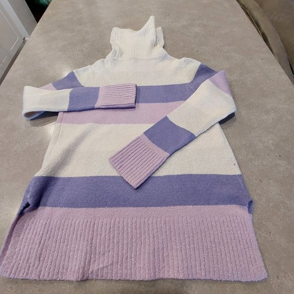 SUZY SHIER Cowl Neck Long Sleeves Color Block Pullover Sweater - Sz XS/TP - Picture 3 of 11